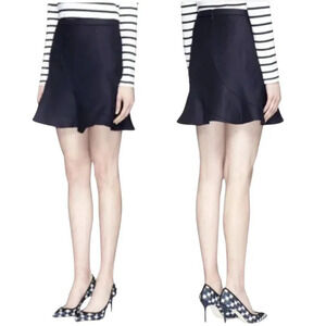 J.Crew Flutter Ruffle Mini Skirt Women's Size 2 Navy Career Classic Preppy Chic